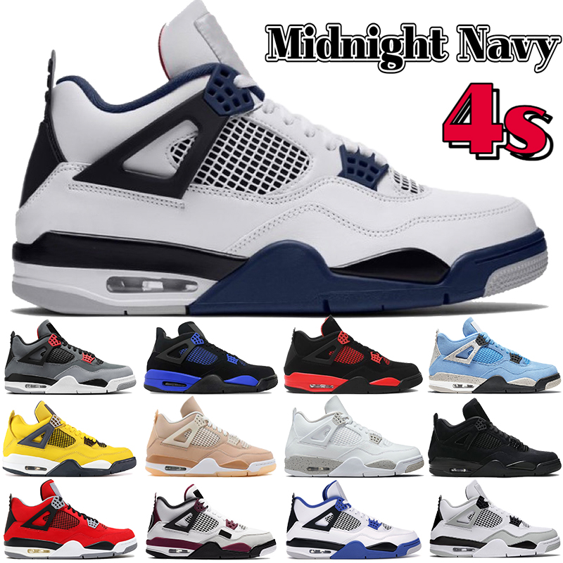 

Midnight Navy 4 4s basketball shoes Black Game Royal university blue Infrared white oreo red thunder shimmer cat canvas Tour Yellow men women sneakers Trainers, 38 double box