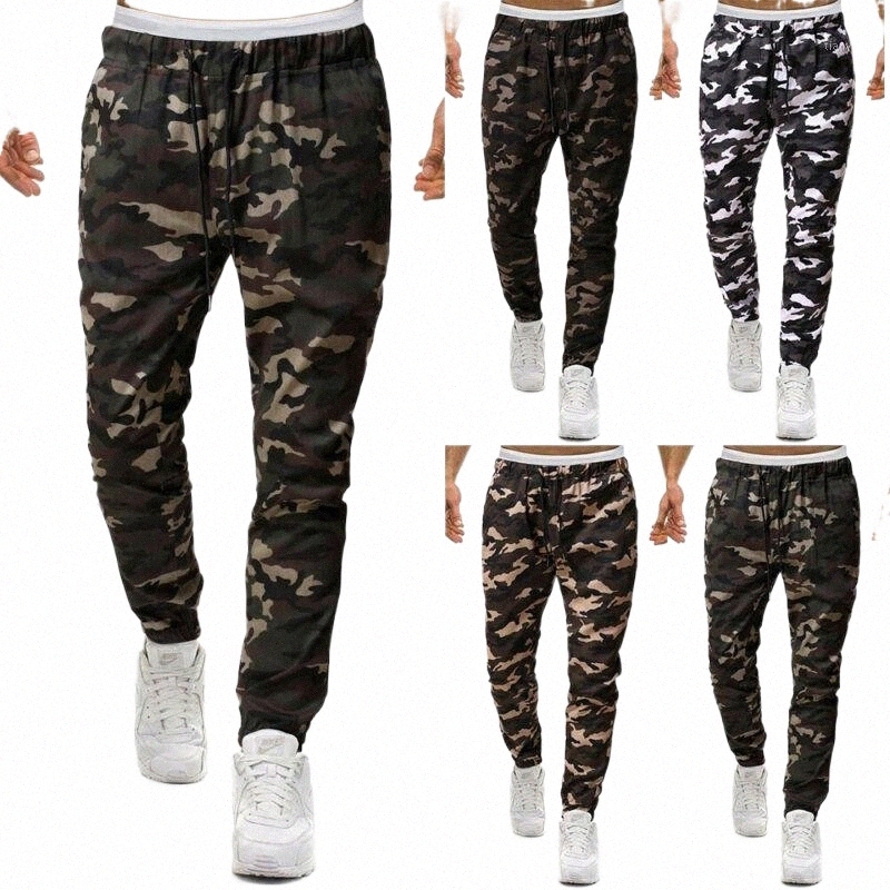 men's Pants Mens Camo Casual Drawstring Trousers Camouflage Joggers Sports Gym Slim B8QR#-image-794033483