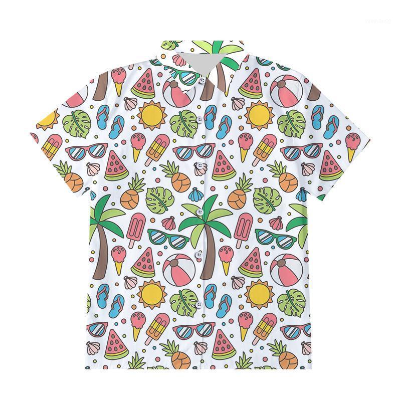 

Size 3D Print Tropical Style Button Shirts Men's Summer Beach Short Sleeve Harajuku Tops Man Drop Casual, 60671