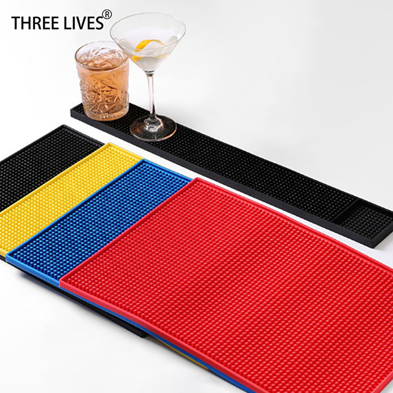 

THREE LIVES Bar Supplies 100% PVC Beer Mat Anti-Slip rubber rail eco-friendly material glass wine 220509