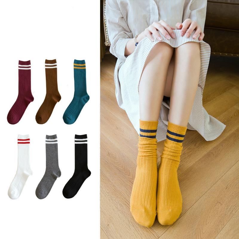 

Socks & Hosiery Streetwear Fahiion Cotton Long Women With Stripes Japanese Style Simple Calf Cute Winter Autumn 184Socks, 06