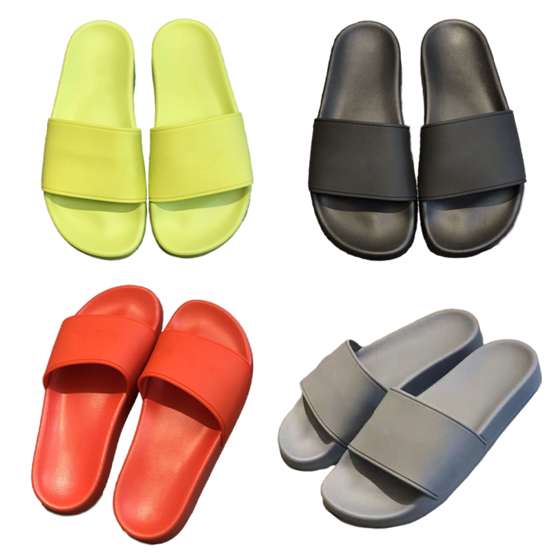 

Summer Unisex Slippers Beach Interior Fashion Designer High Quality Slipper Sandals Solid Color, Black+yellow letters