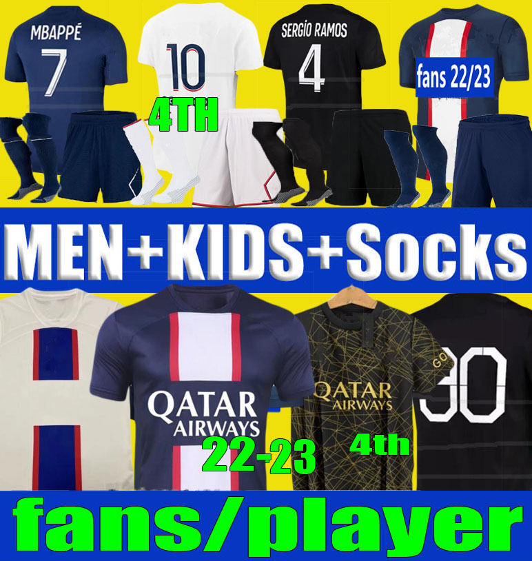 

fourth psgs MBAPPE soccer jerseys 2021 2022 2023 HAKIMI SERGIO RAMOS Maillots de football shirts set 21 22 23 MARQUINHOS WIJNALDUM men kids 4TH kit maillot uniform, 22-23 home
