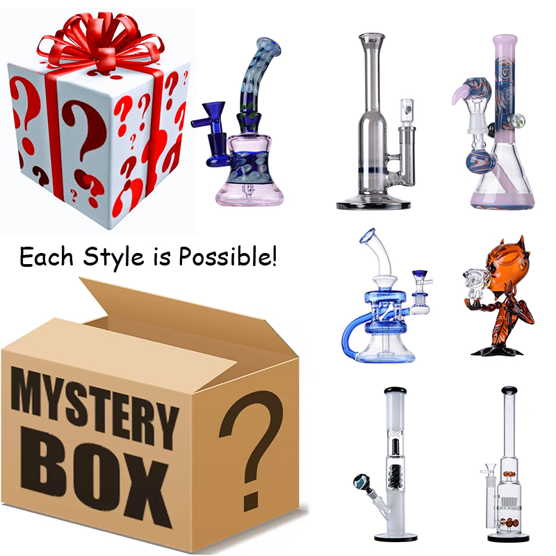 

In Stock Blind Box Mystery Suprise Box Hookah Glass Bongs Water Pipe Smoking Accessories Dab Oil Rigs Perc Pecolators