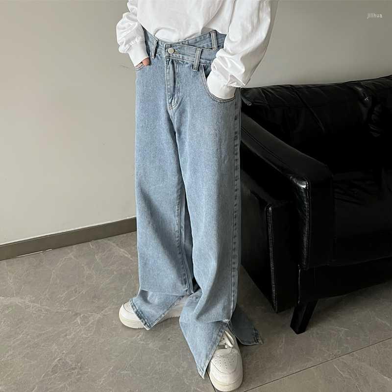 

Men' Jeans Fashion Women' High Waist 2022 Autumn Winter Oversize Wide Leg Baggy Denim TrousersMen, Blue