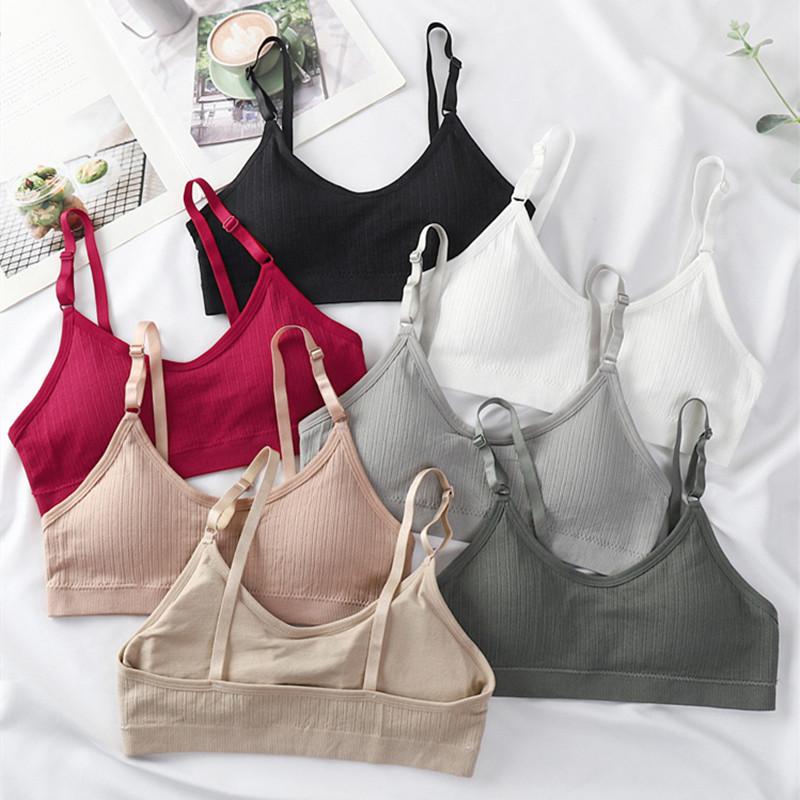 

Camisoles & Tanks Crop Top Comfort Underwear Women Seamless Tank Female Lingerie Small Chest Bra Wireless Intimates Removable Pads CamisoleC, Red
