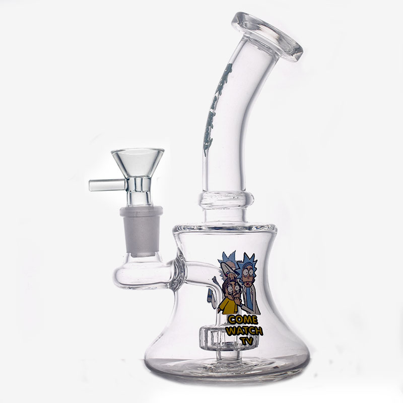 

6.8 Inch Thick Glass Beaker Base Ice Bong Color Mouthpiece Hookahs Dab Rig Recycler Bubbler Water Pipes with 14mm Male Glass Oil Burner Pipe and tobacco bowl