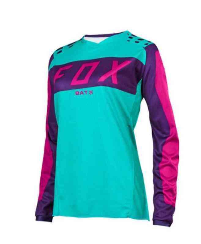 

2022 Pink Downhill Jersey FOXMTB Jersey Motocross MTB Shirt Bike Jersey Women Long Sleeve Cycling T-shirt Ladies Racing Clothing, Picture color7