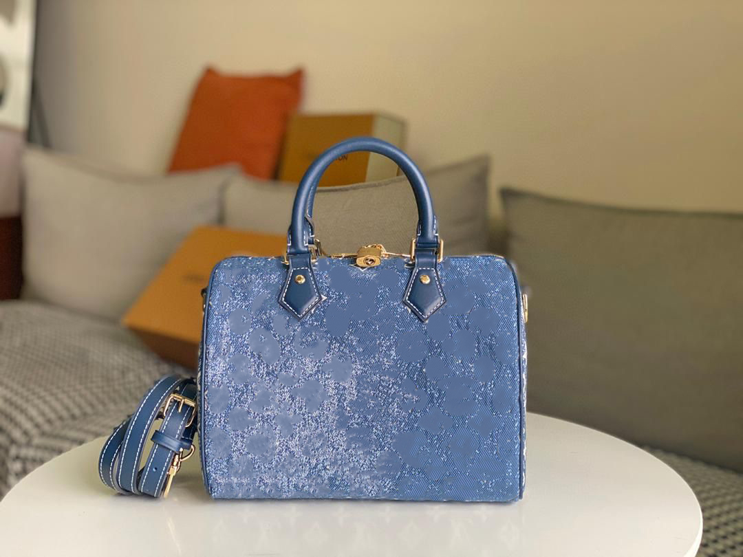 

designer bags Speedy Bandouliere 25 denim handbags tote top quality, Blue