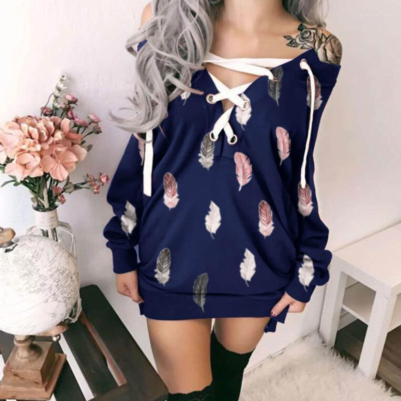 

Casual Dresses Women's Autumn Winter Fashion Feather Prints Off-Shoulder Strappy Long Sleeves Sweater Mini Dress Vestidos Streetwear, Ny