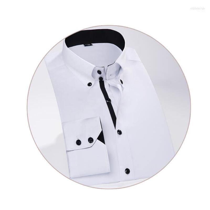 

Spring And Autumn Men's Lapel Shirt Business Formal Slim Long Sleeve Solid Color Dress Shirts Eldd22, Picture color