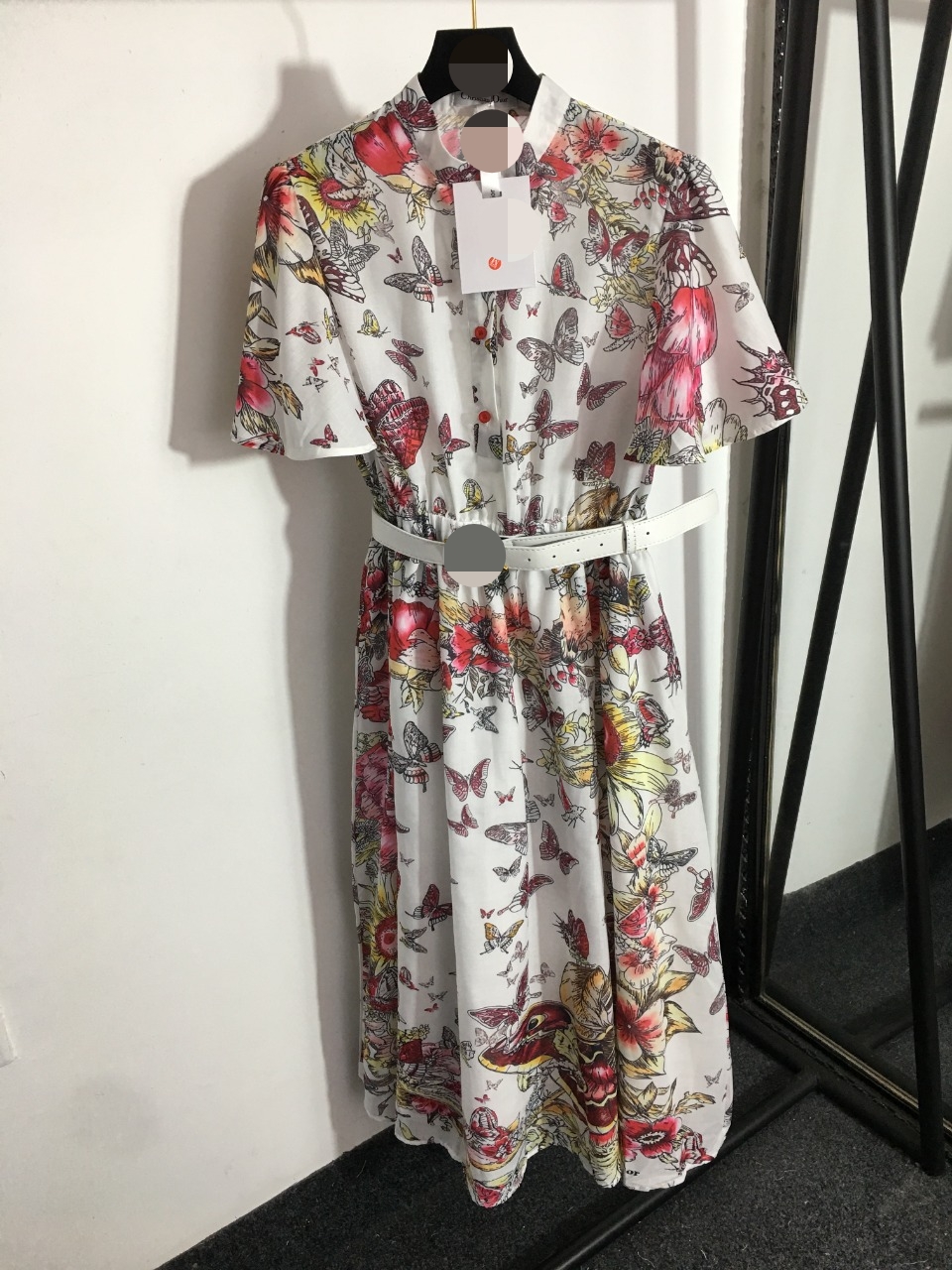 

402 2022 Runway Dress Spring Summer Brand Same Style Empire Short Sleeve Lapel Neck Flora Print Dress Womens Dress Fashion High Quality meiyi, Customize