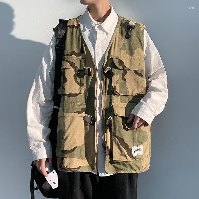 

Trendy Brand Functional Tooling Jacket Fashion Handsome Multi-pocket Vest Spring And Autumn Men's Loose Vests, 04