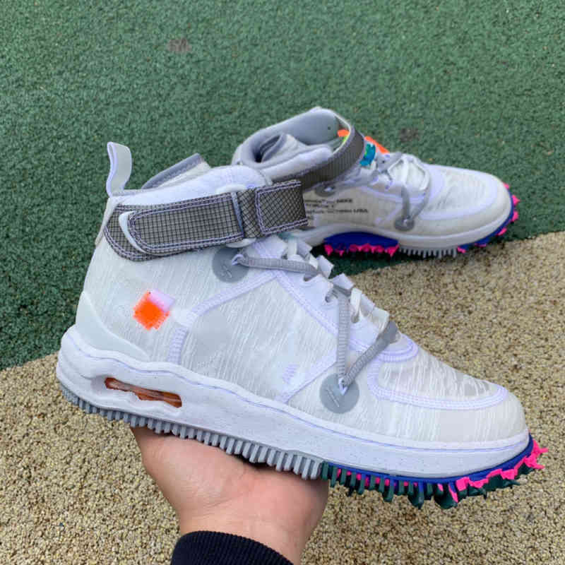 

OW Clear White Black Force 1 Mid SP Sport Shoes for Men Sports Shoe Mens Casual Boots Women Boot DO6290-001, Shoes box