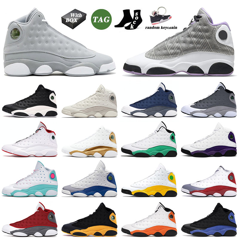 

Jumpman 13 13s XIII Men Basketball Shoes Wolf Grey Houndstooth Del Sol Lucky Green Olive Hyper Royal Sneakers Sports Trainers With Box, C42 french blue 40-47