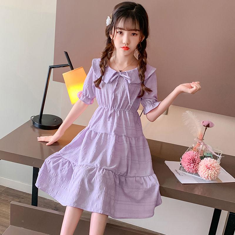 

Girl's Dresses Girls Summer Dress Children Clothing Teenage Girl Princess Birthday Party Small Fresh Lapel Casual Brief KidsGirl's, Blue