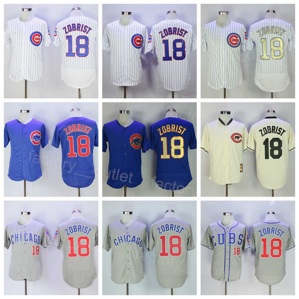 Throwback Baseball Vintage 18 Ben Zobrist Jersey Retro Flexbase Cool Base Pullover Pinstripe Team White Blue Grey Beige Stitched 1909 1929 1942 1