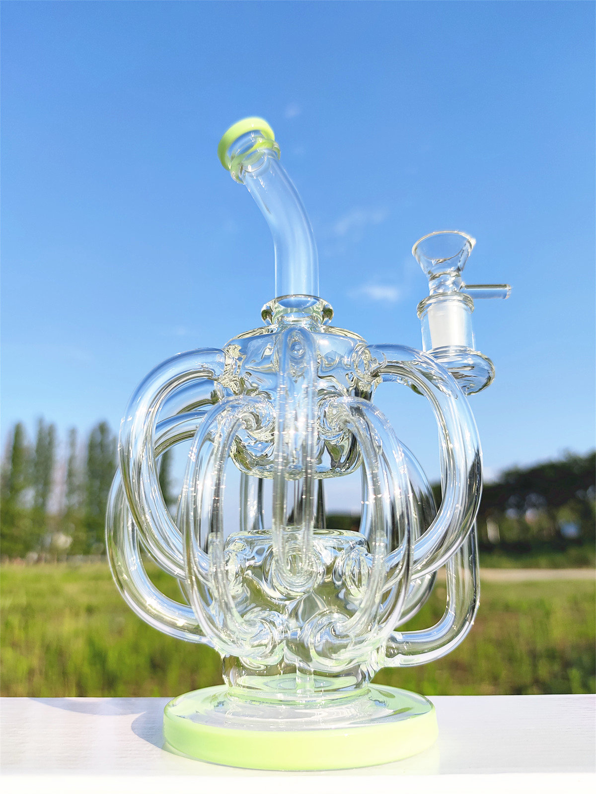 

11 Inch Large Scale Multi Lip Color Hookah Glass Bong Recycler Pipes Water Pipes Bongs Smoke Pipe Bongs Bottles Dab Rig Size 14mm Female Joint