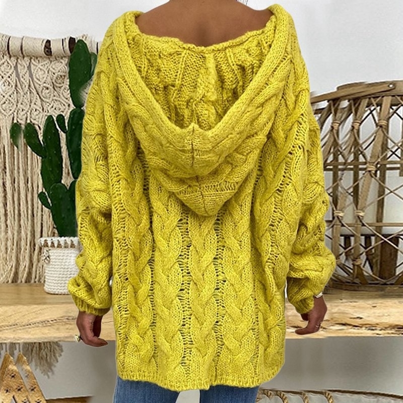 

Women's Knitted Sweater Women's Fashion Ladies Solid Color Pullovers Hooded Loose Blouses L220815, Lavender