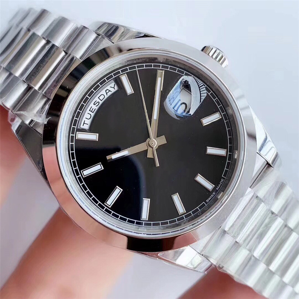 

Top Mens Luxury Watch Automatic Movement Watches Full Stainless Steel Black Dial 40mm Montres Homme, Normal box