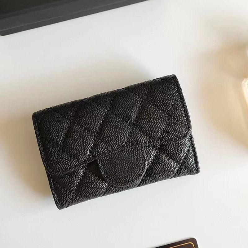 

7A quality Purses Wallets Single Zipper Bag Mini Wallet Women Tote genuine caviar lambskin Leather Lady diamond Purse Card Holder Duffle Luggage Clutch, Carton