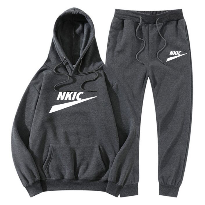 

Men's Tracksuit Casual Hoodies and Sweatpants Two Piece Sets Winter Sports Suit Outdoor Sweatshirt Set Fashion Male Clothing, Beige