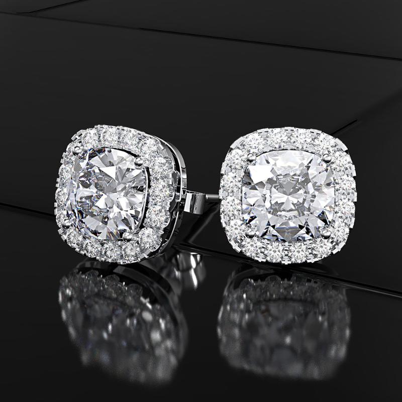

Stud Luxury Princess 925 Sterling Silver Simulated Diamond Earrings For Women Lady Anniversary Gift Jewelry WholesaleStud