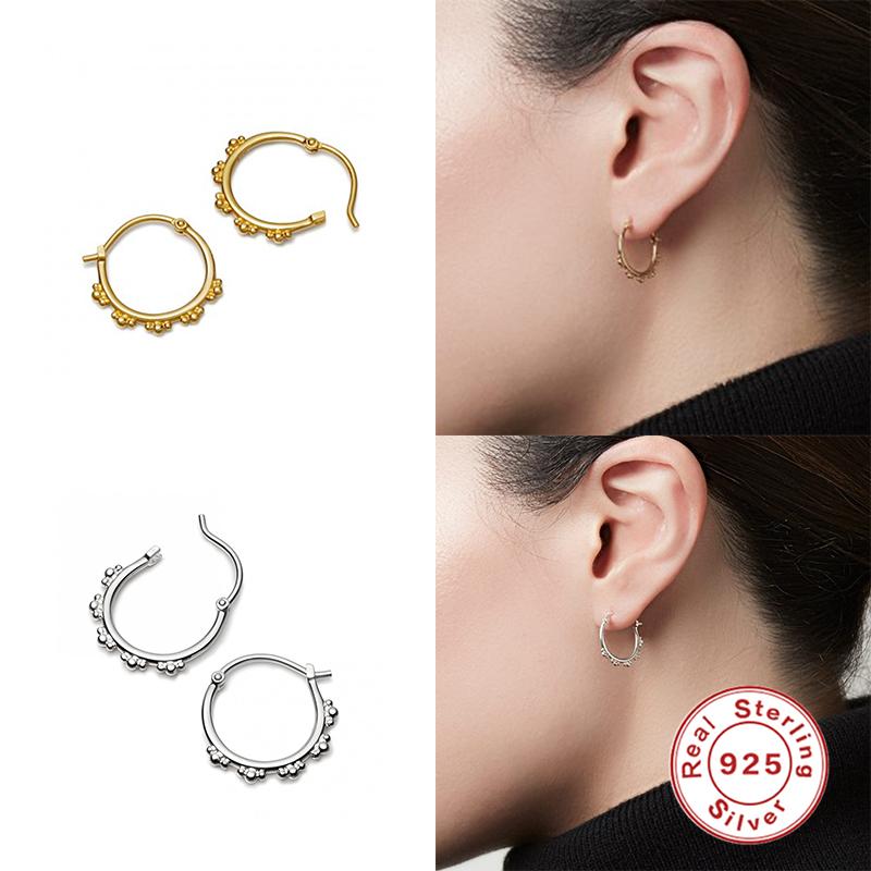 

Hoop & Huggie Aide 925 Sterling Silver 15mm Big Plain Loop Thin Huggies Ring Earrings Circle Beads Simple Women Luxury Rock Punk JewelryHoop