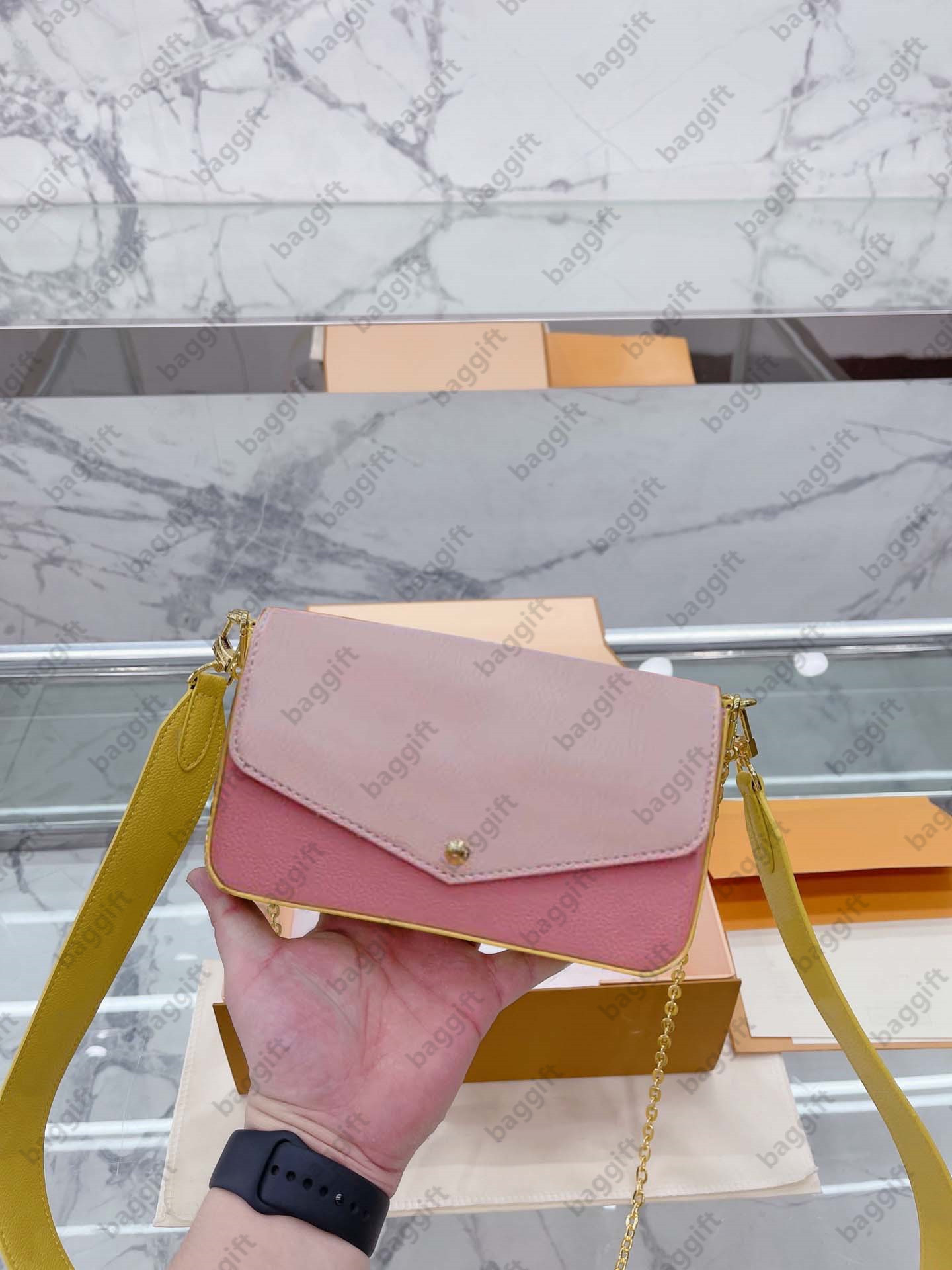 

Pochette Felicie Women Shoulder Pouch bags Damier Azur Canvas purse key card holder wallets Empreinte handbag messenger crossbody chain Clutch Flap M81359 M69977, For balance fees;no bag