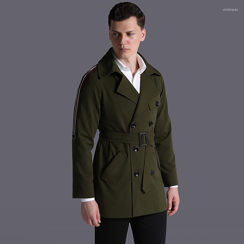 

Men' Trench Coats Mens Male Luxury Fahion Ribbon Decoration Army Green Men Windbreaker Plus Size 6xl Spring And Autumn Jackets Viol22, Beige