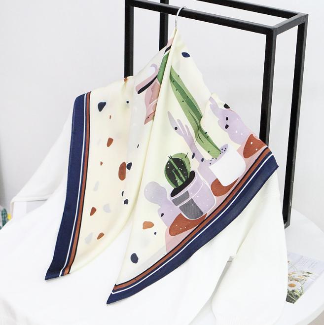 

Scarves 70x70 Chic Print Multipurpose Women Silk Twill Scarf Satin Square Tie Hairband Ladies Foulard Femme Towel Bufanda ShawlScarves