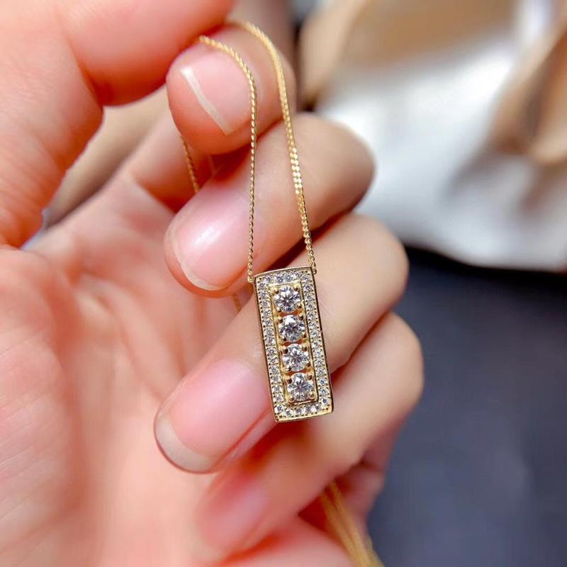 

Pendant Necklaces Style Moissanite Lady Necklace Round 3mmx 3mm Size Each Gem Real 925 Silver GRA Certificate Girl Birthday Gift FashionPend