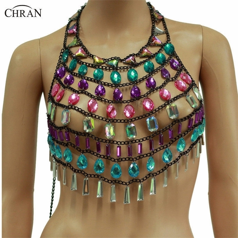 

Chran Sequin Mesh Chain Bralette Sexy Bikini Carnival Burning Man Chainmail Bra Top Beach Jewelry T200508