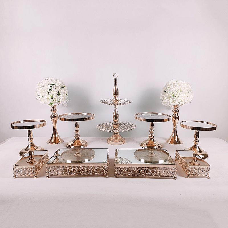 

Other Bakeware 1pcs Gold Mirror Cake Stand Metal Dessert Table Tray Christmas Birthday Party Macaron Cupcake Rack For Wedding