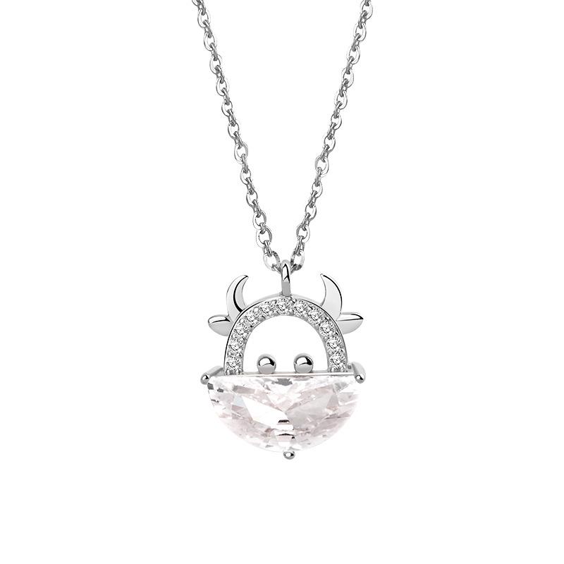 

Chains S925 Sterling Silver Cute Cow Necklace Simple Wild Fresh Clavicle Chain Creative Animal Zircon PendantChains