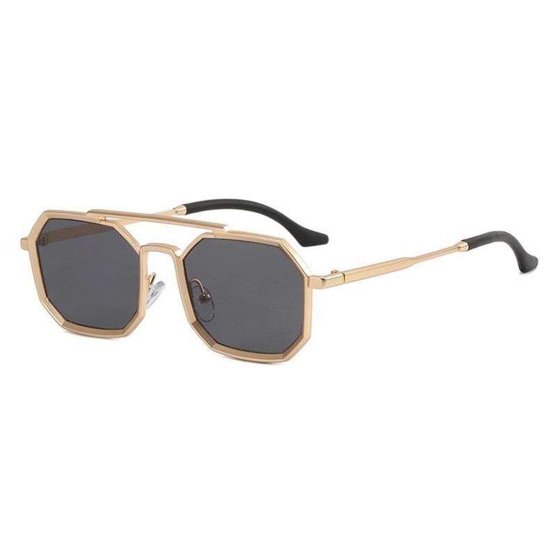 Sunglasses Hexagon Men 2022 Brand Designer Square Sun Glases Women Punk Double Bridge Vintage Shades Glasses Zonnebril Mannen