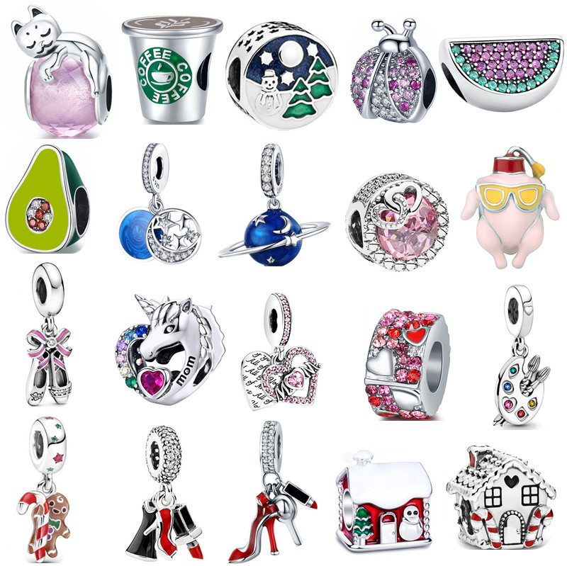 

New s925 Sterling Silver Beads Charms Beaded Ladies Coffee Cup Fashion Pendant Original Fit Pandora Bracelet Popular Luxury Jewelry DIY Women's Party Gift