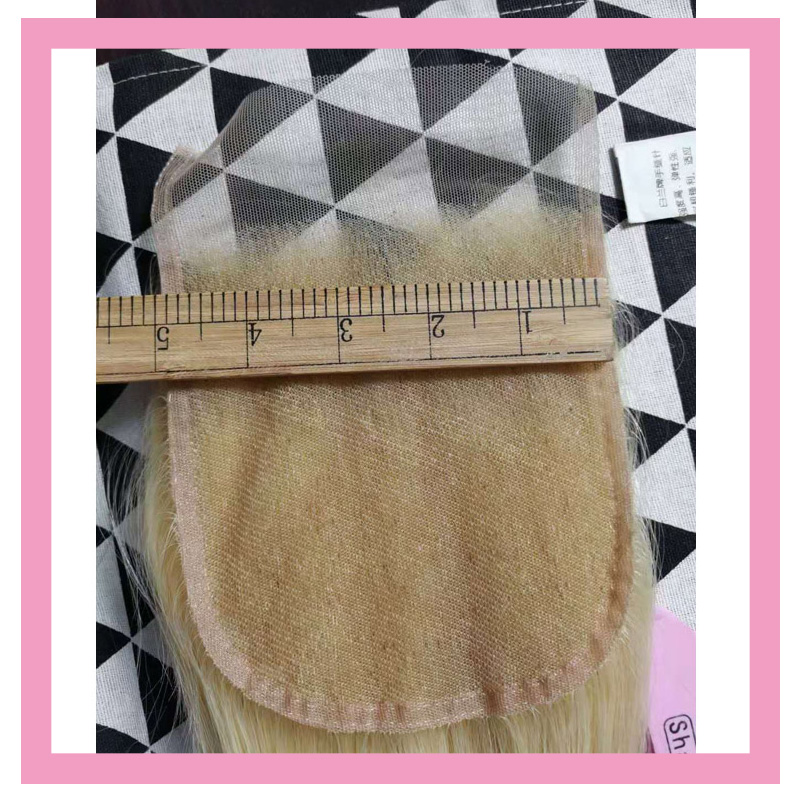 

Brazilian Top Closures 5X5 Lace Closure 613# Silky Straight Body Wave Middle Three Free Part Blonde Color 12-24inch