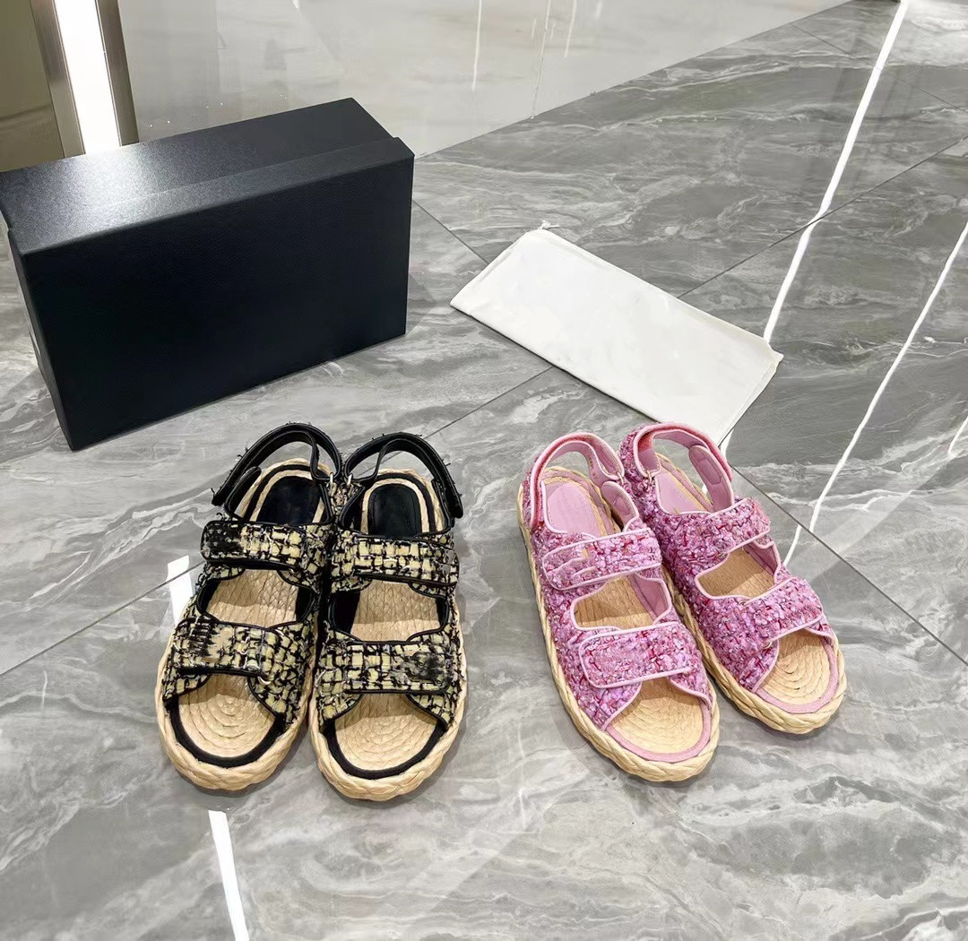 

Small fragrant wind platform sandals straw braided flat bottom casual summer fashion sandals women 2022 new, Color7