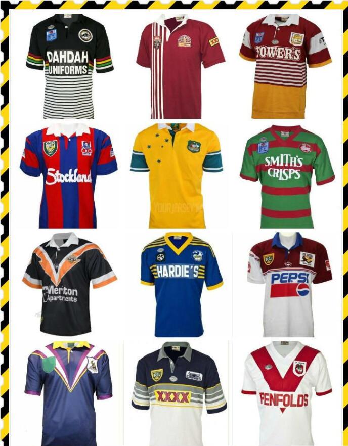 

RETRO Rugby Jersey Australia ROOSTER RAIDER SHARK COWBOY KNIGHT STORM WARRIOR TIGER Panthers BRONCO Chiefss ST GEORGE Rabbit SEA EAGLES