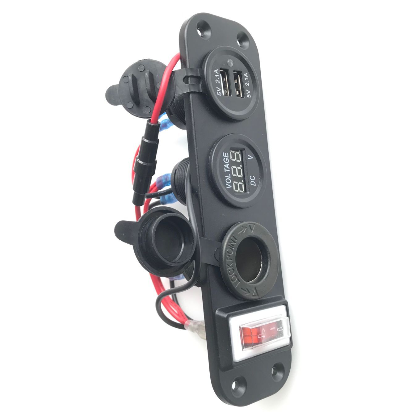 Adaptateur de panneau de prises USB 12V 5.1V 2.1A, prise d'onduleur, prise de voltmètre Led, Port étanche à la poussière, chargeur, interrupteur