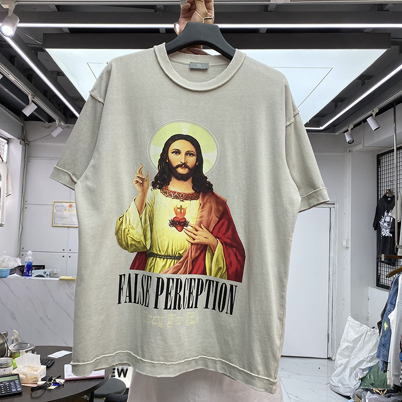 T-shirt surdimensionné lavé pour hommes et femmes, imprimé de haute qualité, hauts surdimensionnés à manches courtes, vraies photos