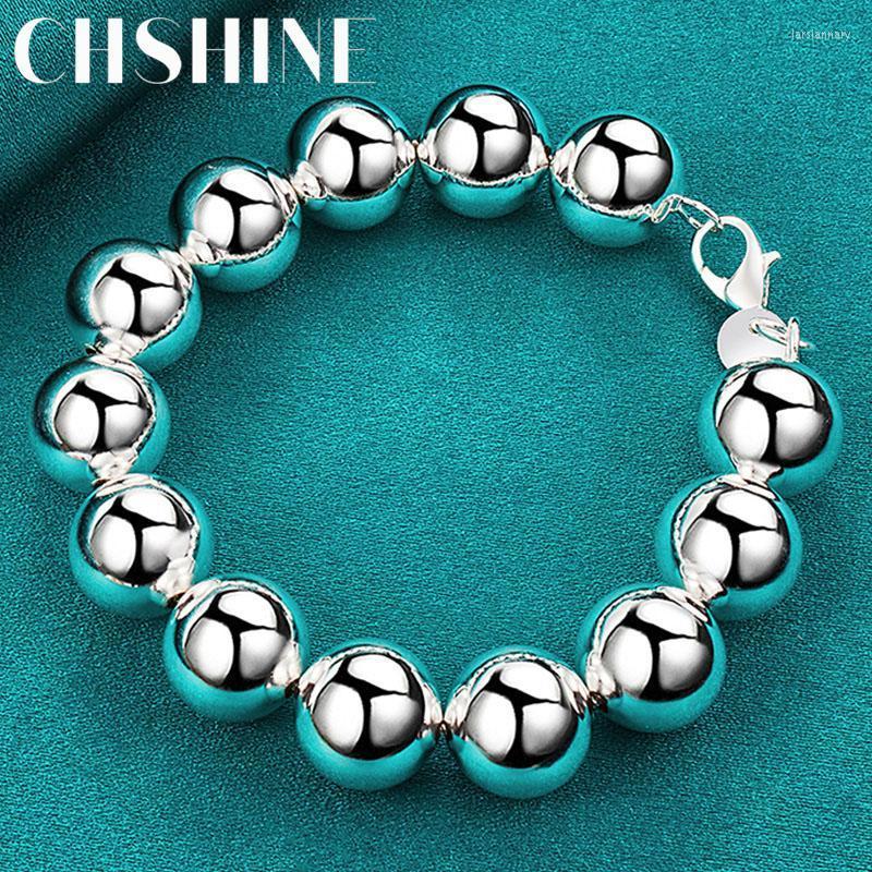 

Link Chain 925 Sterling Silver Round Ball 14mm Bead Bracelet For Women Man Fashion Wedding Party Charm JewelryLink Lars22