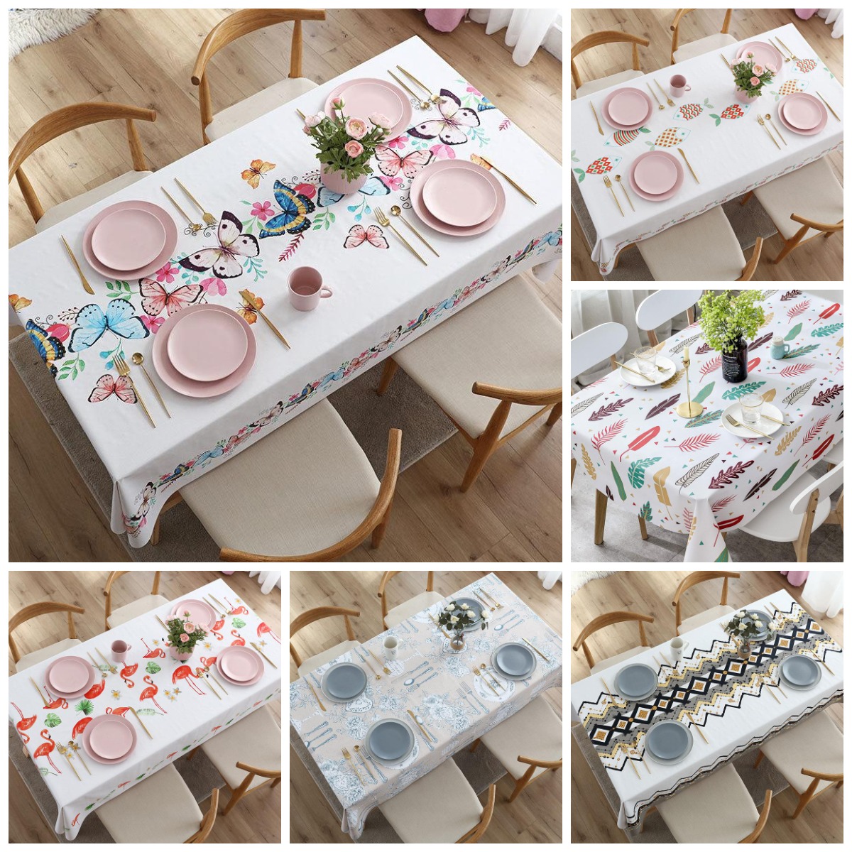 Nordische Tischläufer Tischdecken wasserdichte und ölfeste Einweg-PVC-Kaffeetisch-Tuch Rechteckige Tisch Outdoor Picknick Nicht-Schlupfmatte