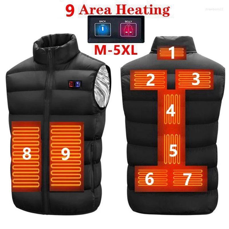 

Men's Vests 9 Heated Vest Zone Electric Jacket Men Women Sportswear Coat Graphene Heat USB Heating For Camping Stra22, No heated blue