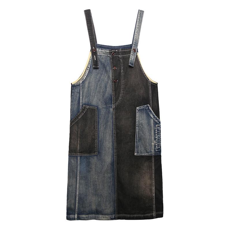 

Casual Dresses FairyNatural European Fashion Designer Summer Women Retro Denim Dress Female Loose Elegant Halter Vestidos, Vintage blue