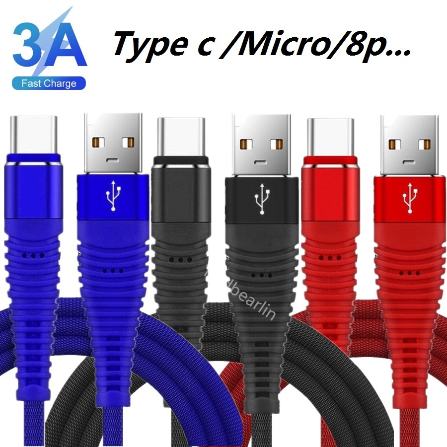 

1m 2M 3M 3A Quick charging cables Type c Micro USB Cable Wire For Samsung Htc Lg Android phone, Mixed color