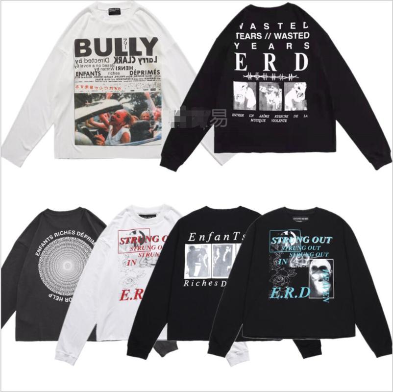 Men's T-Shirts American Street Punk Style ERD Retro Black And White Po Printed Long Sleeve T-shirt Men's Women's Loose Casual TopMen