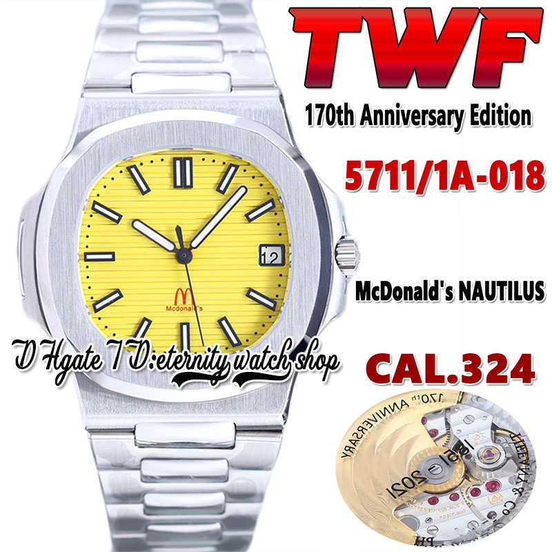 

2022 TWF 5711/1A/018 Cal.324SC A324 Automatic Mens Watch McDonald7 Yellow Textured Dial Stainless Bracelet Joint 1851-2021 170th Anniversary Super eternity Watches, Watch deep waterproof production cost