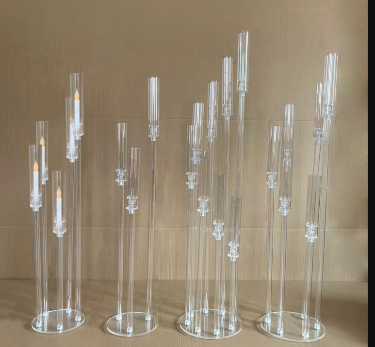 

6pcs Wedding Decoration Centerpiece Candelabra Clear Candle Holder Acrylic Candlesticks for Weddings Event Party